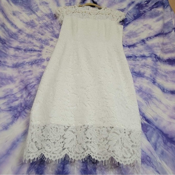 NWT Merokeety Women's White Sleeveless Lace Foral Elagant Cocktail Dress Size M - Picture 4 of 13